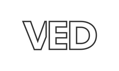 Güçlü ve modern kalın metinli VED logo tasarım şablonu. Basit ve minimal tipografi içeren ilk tabanlı vektör logosu. Modayı takip eden şirket kimliği markalar için ideal..