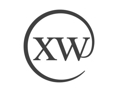 Daire şeklinde e-posta işareti tarzında iki harften XW logosu. Marka kimliği için iş şirketinin X ve W yuvarlak logosu.