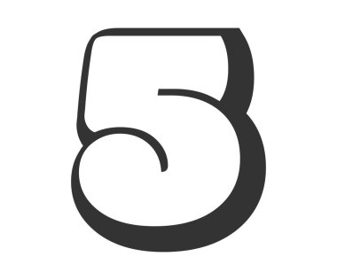 5.5, balon çizgi roman harfleri, graffiti stili siyah beyaz silüet ile yuvarlanmış. Festival partisi için modaya uygun anaokulu numarası, baş harfleri, çocuklar için eğlenceli baskı ve internet. Vektör illüstrasyonu.