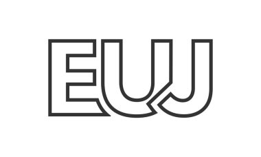 EUJ logo tasarım şablonu güçlü ve modern kalın metinlerle. Basit ve minimal tipografi içeren ilk tabanlı vektör logosu. Modayı takip eden şirket kimliği markalar için ideal..