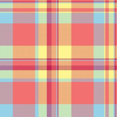 Cyan tartan deseni, baskı vektör arkaplanı. Romantizm kumaşı, kırmızı ve cyan renk paleti ile kusursuz tekstil ekoseli..