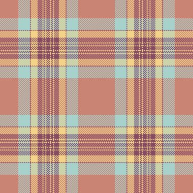 Soluk, pürüzsüz kumaş ekose, arka plan desenli tartan. Kırsal doku tekstil denetim vektörü kırmızı ve pembe renk paletinde.