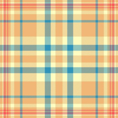 Salon tekstil desensiz, sevgililer günü doku kontrolü geçmişi. Turuncu ve açık renk paletinde tam tartan kumaş vektör ekoseli.