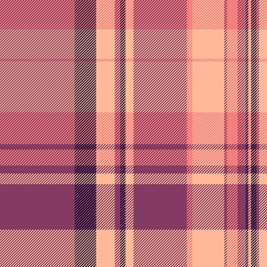 Sabit kumaş kontrolü, katlanmış desenli ekose kumaş. Pazarlama kumaşı arkaplan vektörü pembe ve turuncu renk paletinde pürüzsüz.