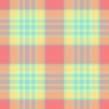 Eşarp tartan kusursuz, kilt desenli vektör dokusu. Pijama kumaş kumaş arka plan tekstil açık mercan ve gök mavisi palet.