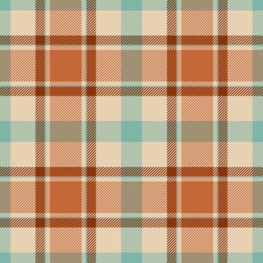 Hindistan ekose arka plan dokusu, bufalo kumaşı dikişsiz tartan. Biçimlendirme turuncu ve açık renk paletinde tekstil vektör örüntüsünü kontrol et.