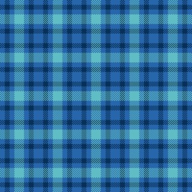 Soluk tartan kumaş dokusu, renkli kumaş dikişsiz desen. Cyan ve mavi renk paletinde Bandana arkaplan ekoseli kontrol vektörü.