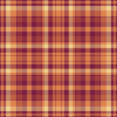 Yorgan desenli ekose kumaş, üretim dokusu pürüzsüz. Pembe ve turuncu renk paletinde kumaş tartını düzenli olarak kontrol et.