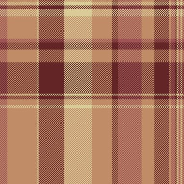 Klasik kumaş, dikişsiz tekstil, Amerikan çek tartan vektörü. Rosa kumaş arka plan ekose deseni kırmızı ve turuncu renk paleti.