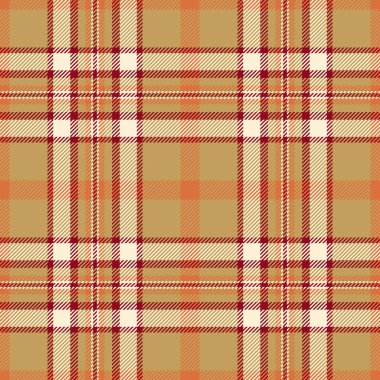 Ekose arka plan tekstili, çapraz tartan desen dokusu. Kehribar ve papaya kırbaç renk paletinde kusursuz kumaş denetim vektörünü selamla.