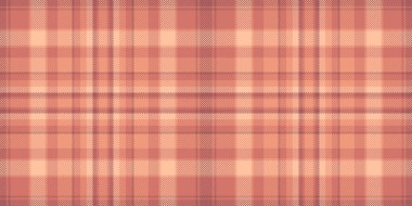 Yaratıcılık dokusu kusursuz desen, vektör ekoseli selamlama. Dekoratif kumaş arka plan tartanı kırmızı ve turuncu renk paleti.