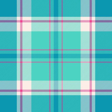İskoçya vektör kontrolü ekose, sevgililer günü kumaşı. Gingham tekstil desensiz desen gök mavisi ve cyan renk paleti.
