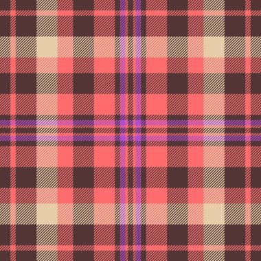 Döşeme vektör desenli kumaş, kız desenli ekose kumaş. Ekim tartansız kontrol arkaplanı kırmızı ve açık renk paleti.