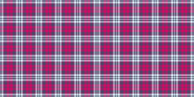 İnce ekose kumaş, desenli tartan kumaş. Mavi ve pembe renk paletinde dikişsiz vektör arkaplanı.