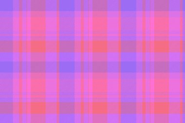 Uzayın kusursuz kontrol arkaplanını kopyala, 70 'lerin desenli tekstil tartanı. Mor ve mor renk paletinde sahne kumaşı desenli vektör.
