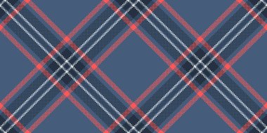 Pano ekoseli temiz, etek arkaplan desenli. Mavi ve koyu renk paletinde tekstil kumaşı paketleniyor.