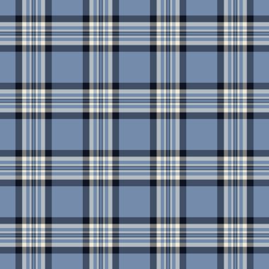 Ekose kumaş arka plan yazdırma, süslü tartan dikişsiz kontrol. Mavi ve pastel renk paletinde canlı vektör tekstil deseni.