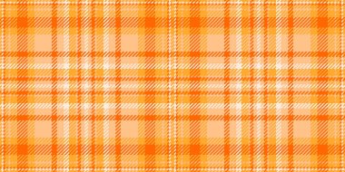 Taslak arka plan vektör kumaşı, ikonik tekstil ekose tartan. Turuncu ve kehribar renk paletinde biçimsiz desen kontrol dokusu.