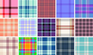 Günlük kapakları için ekose demet oluşturuldu. Tartan tekrarı mevsimsel ve profesyonel görünümler yaratır. Vektör biçimi yeniden boyutlandırmaya izin verir.