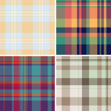 Tekstil üretim ve tasarım stüdyoları için tasarlanmış ekose demet. Vektör desenleri giysi, battaniye, perde, tekstil ve dijital modeller..