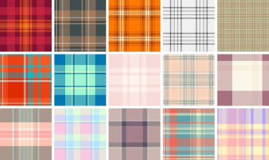 Bahar projeleri için kusursuz ekose desenli bir paket oluşturuldu. Bu tartan vektör seti kıyafetlere, ev dekoruna ve DIY işçiliğine uygun. Mevsimlik tasarımlar için mükemmel.