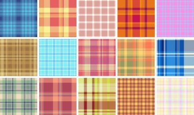 Ekose desenler kişisel günlükler için tasarlandı. Klasik tartan tekrarı basılı defterlere ve kapaklara zarafet ekler. Vektör yapısı düzenlemeyi destekler.