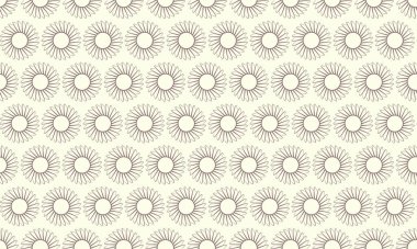 Zarif minimalist güneş patlaması deseni. Web sitesi geçmişi, tekstil ve kırtasiye için ince tekrar eden tasarım ideal. Sıcaklık ve iyimserlik hissi yaratır..