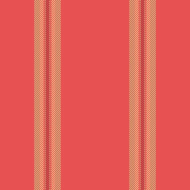 Giysi deseni dokusu vektörü, özel dikey tekstil çizgileri. Çin 'in yeni yıl kumaş arka planında kırmızı ve limon renkleri paletinde pürüzsüz çizgiler.