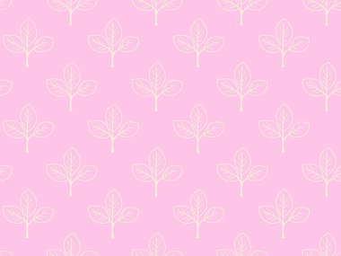 Hassas pastel pembe arka plan minimalist, açık krem renkli yaprak filizleriyle süslenmiş..