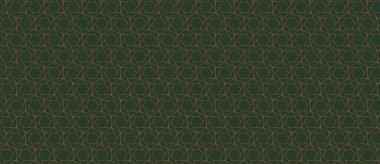 Koyu yeşil ve altın renkli zarif geometrik desen. Web sitesi geçmişi, tekstil tasarımları veya gelişmiş markalar için ideal.