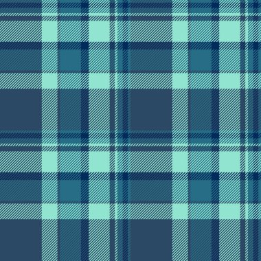 Diğer kusursuz kumaş kontrolü, yaz dönemi tartan vektörü. Kadın tekstil desenli ekose desenli cyan ve deniz mavisi renk paleti.