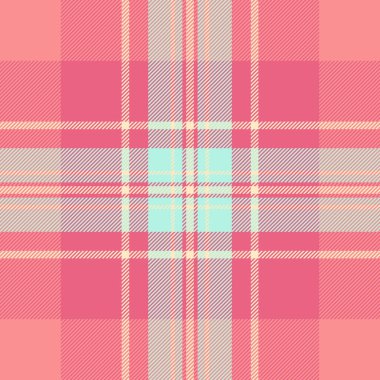 Moda arka planda kusursuz kumaş, kostüm katranlı tekstil vektörü. Japon dokusu ekose desenini kırmızı ve açık renk paletinde kontrol et.