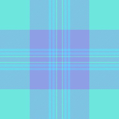 Renkli tekstil kontrolü, mutfak arka planı, dikişsiz ekose. Mavi ve gök mavisi renk paletinde ağ desenli kumaş taşıyıcı tartan.