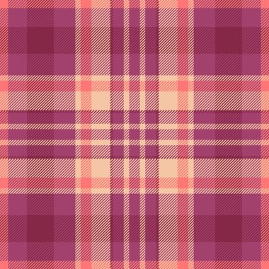 Grafiksel doku kumaş arka plan, minimalist vektör kontrolü kusursuz. Panel tartan desenli ekose pembe ve turuncu renk paleti.
