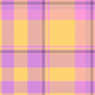 Panjabi desenli arka plan ekoseli, tahta desenli tekstil vektörü. Mor ve kehribar rengi palette erkeksi tartan kumaş kusursuz bir kontrol..