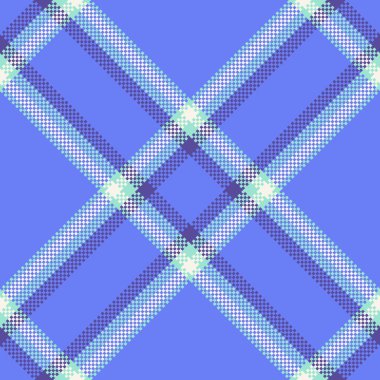 Kadınsı tartan vektör deseni, nostalji ekoseli kontrol dokusu. Mavi ve gök mavisi renk paletinde eşit derecede pürüzsüz tekstil arkaplanı.