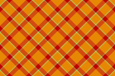 Tekstil deseni olmayan kadın. İlham verici tartan vektör ekoseli. Kehribar ve kırmızı renk paletindeki ılık kumaş arka plan dokusunu kontrol et.