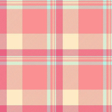 Örtülü arkaplan tartanı, desen desenli tekstil görüntüsü. Süslü kumaş vektör ekoseli kırmızı ve bisque renk paletinde dikişsiz.