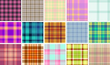 Ürün modelleri için yapılmış ekose demet. Doğum günü tartan arkaplanı sunumu güçlendirir. Vektör berraklığı gerçekçiliği destekler.
