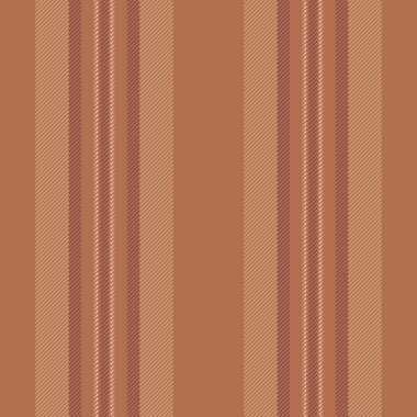 Eablecloth desen çizgili kumaş, kavramsal dikişsiz tekstil arka planı. Turuncu ve kırmızı renk paletinde vektör çizgilerini dikey listele.