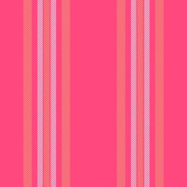 Dikey vektör şeridini kırp, arka plan dokusunu giydir. Kırmızı ve beyaz renk paletinde birbirine bağlı desensiz kumaş çizgileri.