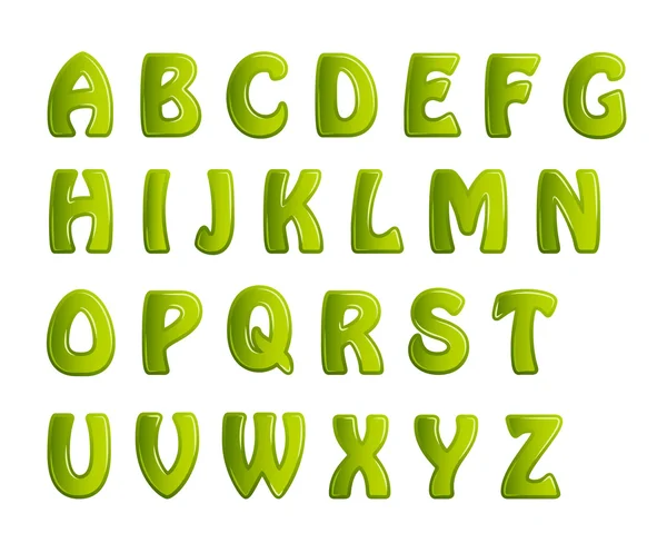 Зеленые блестящие буквы праздничные шрифты — стоковый вектор