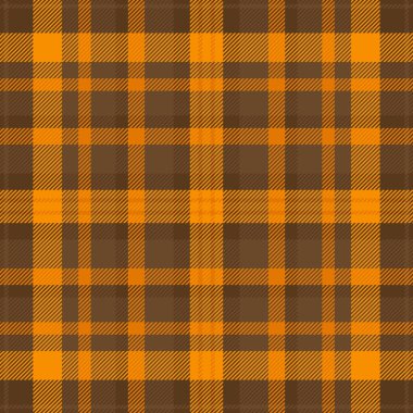 Sessiz tekstil desenli, çizim desenli ekose vektör. Turuncu ve parlak renk paleti ile tartan kumaş arkaplanını kontrol et.