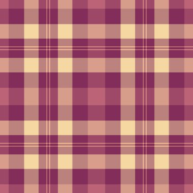 Jersey arka plan tekstil vektörü, düzgün ekose kumaş dikişsiz. Kırmızı ve pembe renk paletindeki ürün kontrol desenli tartan.