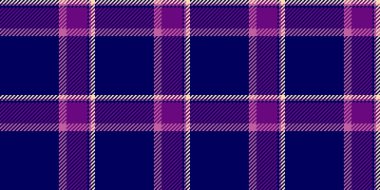 Şirin, kusursuz bir tartan, kültürel tekstil kumaşı. Mavi ve mor renk paletinde çağdaş vektör desen arkaplanı.