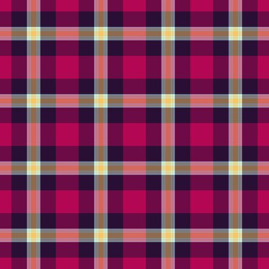 Horizon tekstil dokusu, 1940 'ların geçmiş tarama kalıbı. Pembe ve slate gri renk paletinde ekose ekose ekoseli kulüp vektörü.