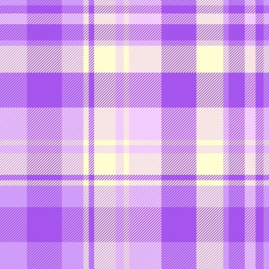 Menü desenli ekose, desenli tartan vektörünü kontrol et. Deko arkaplan tekstil kumaşı menekşe ve limon şifon renk paleti.