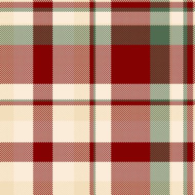 Uluslararası kumaş vektör dokusu, arka plan tekstilini kontrol edecek. Papaya kırbacı ve kestane rengi palette desensiz tartan desenli ekoseli şekil.