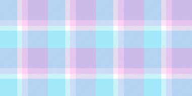 Ekoseli ekoseli, kusursuz, denetleyici arkaplan desenli kumaş. Tekstil vektör dokusu ışık ve cyan renk paletine sarılıyor.