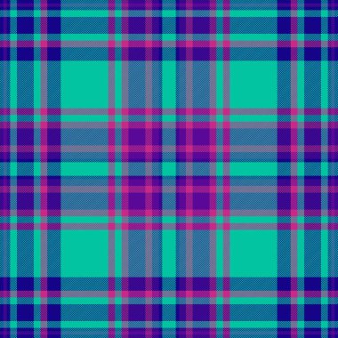 Düzenli kontrol kumaş tartan, ekoseli ekosesiz vektör. Yuletide desenli tekstil arkaplanı gök mavisi ve çivit renk paletinde.